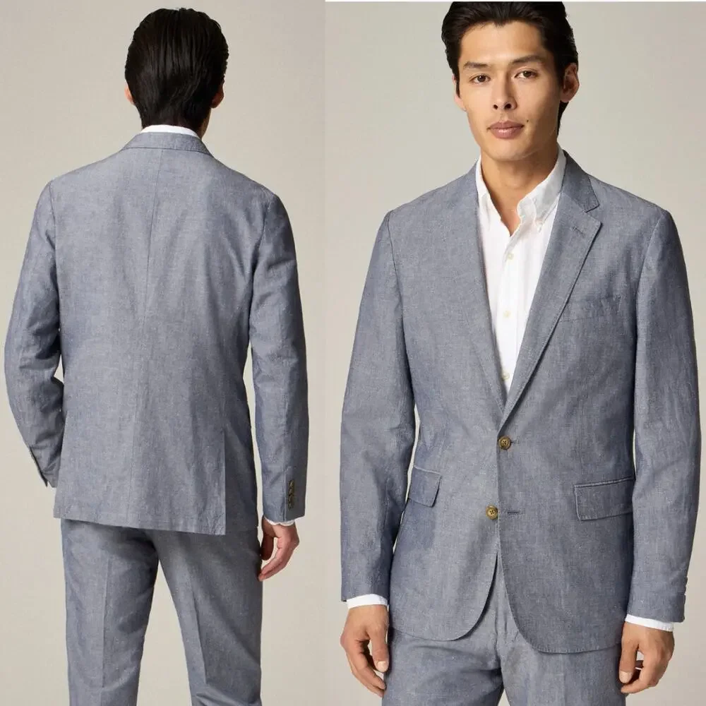 NEW J.Crew Ludlow Slim-Fit Unstructured Suit Jacket Irish Cotton-Linen Blue 36S